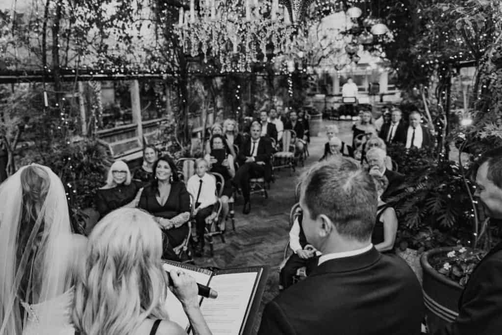 wedding ceremony at grounds of alexandria during storm captured by james white photography