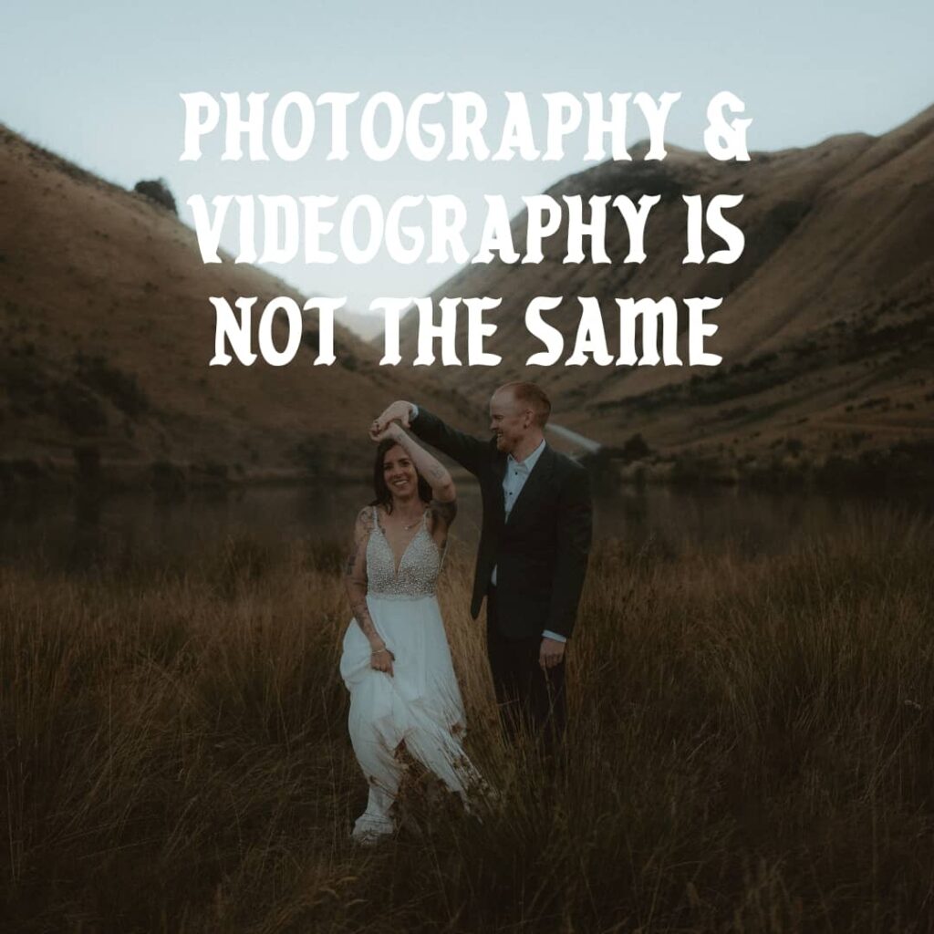 Groom is twirling bride in a flowy dress underneath the mountains in Quueenstown NZ after their elopement ceremony at Moke Lake. Breaking down elopement myth. 