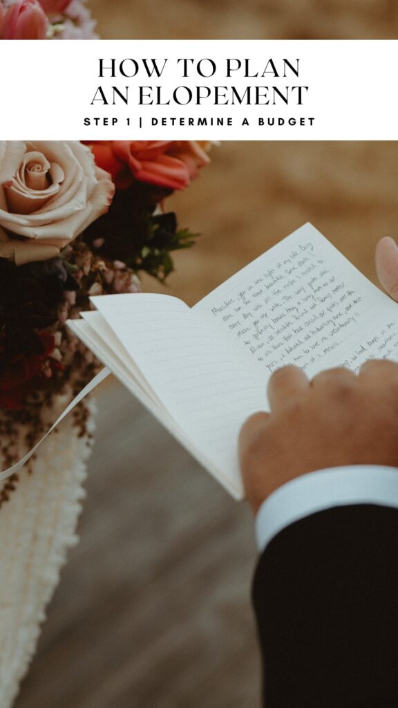 How to plan an elopement, the first step is to determine a budget for your elopement. Photo of groom reading vows to bride at elopement in NZ