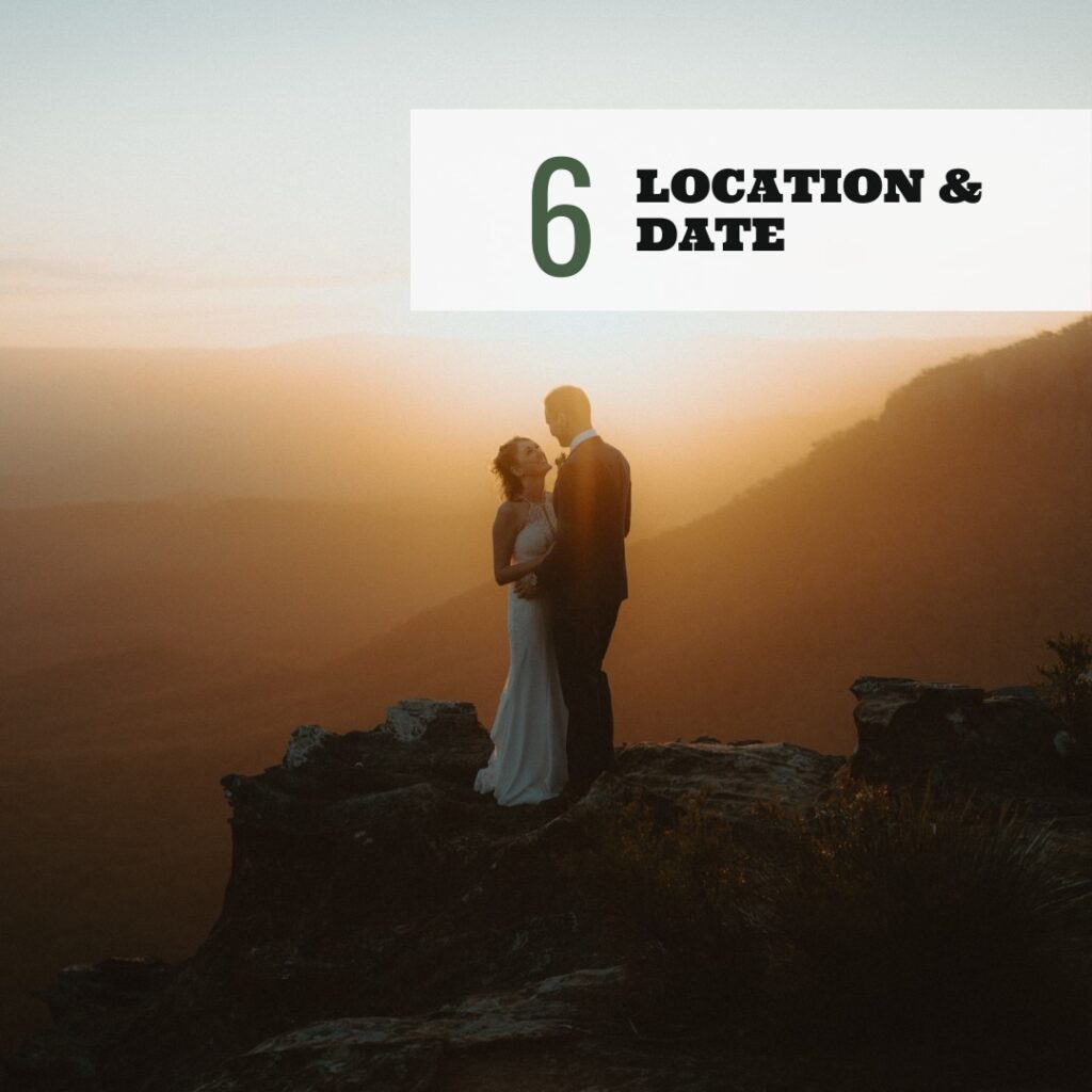step 6 on picking blue mountains elopement packages - you must select a location and a date