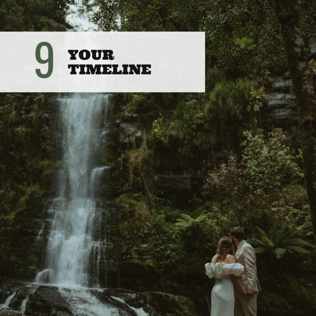 Planning out your timeline for your blue mountains elopement is key to success, and is the last step in your journey